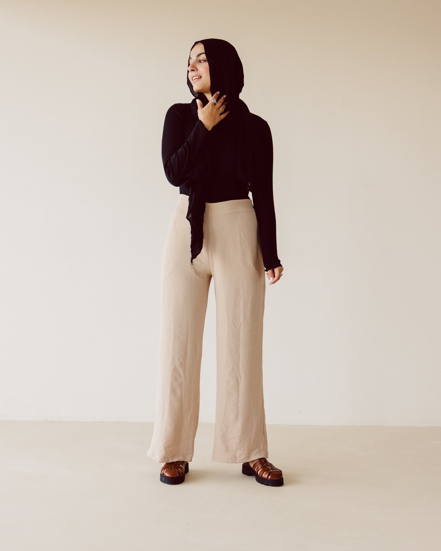 Beige Straight leg pants