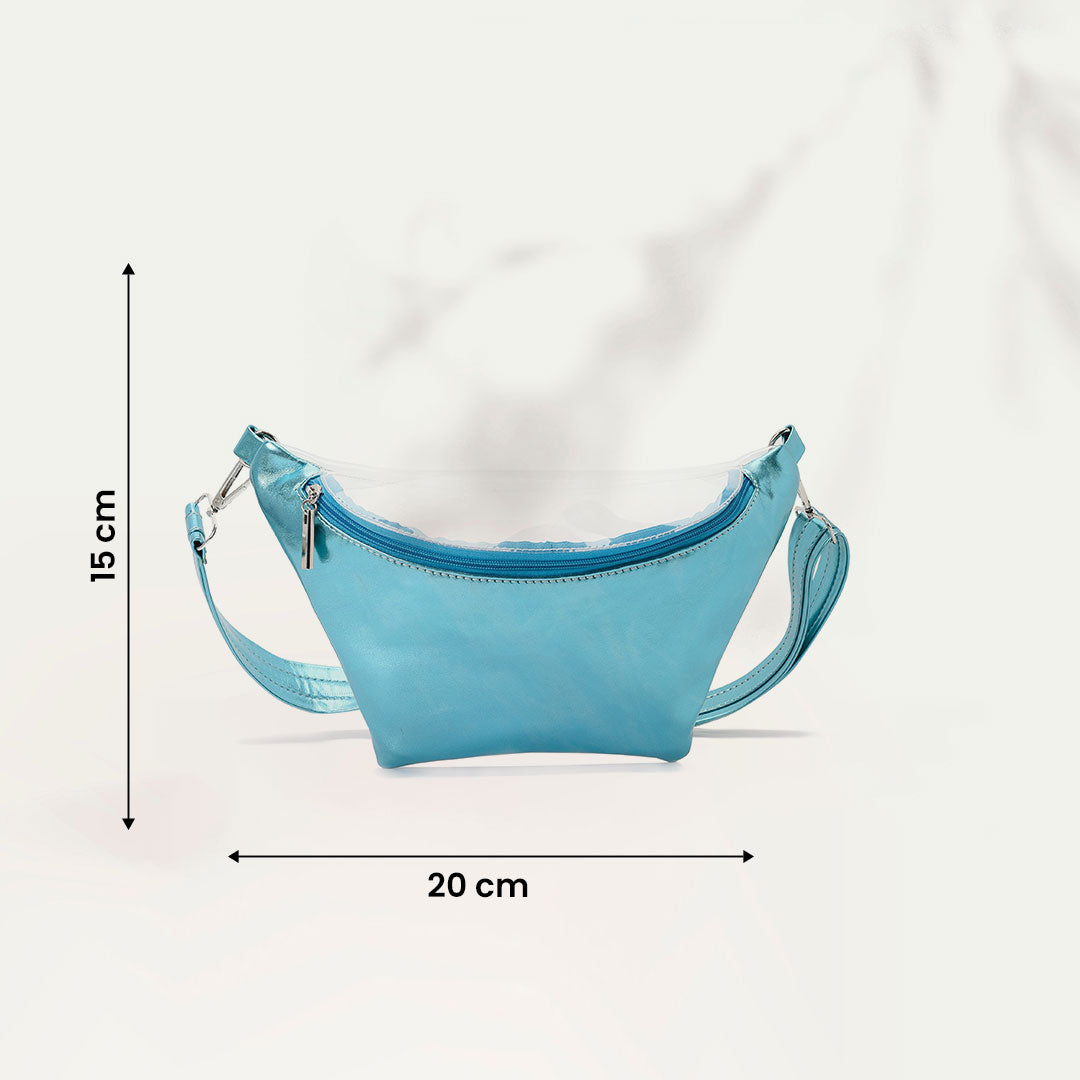 Fanny Beach bag with Metallic Baby Blue Material-3006