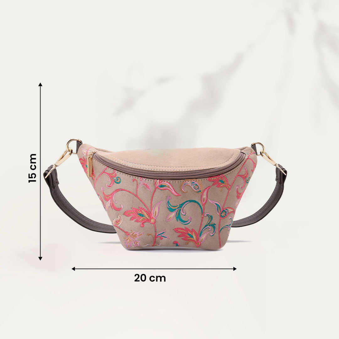 Fanny pack Indian Beige with Flowery