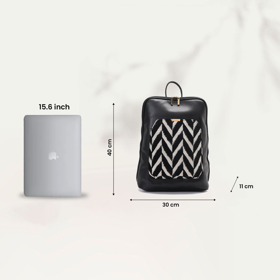 Laptop Black with Black and White fabric Backpack/Cross - Code 2000