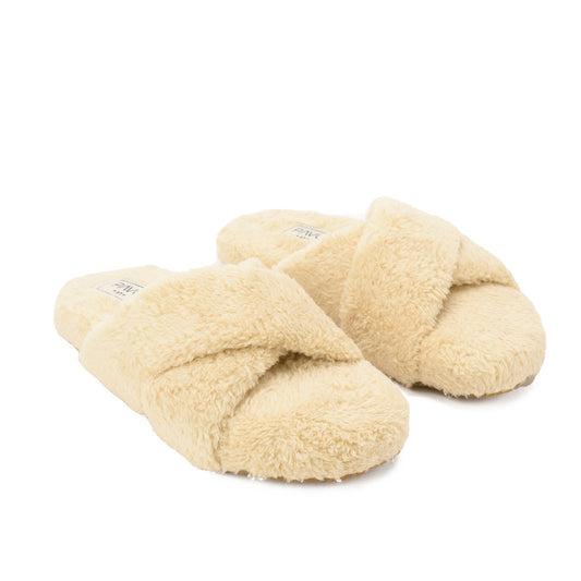 Slipper Fur Cross Beige