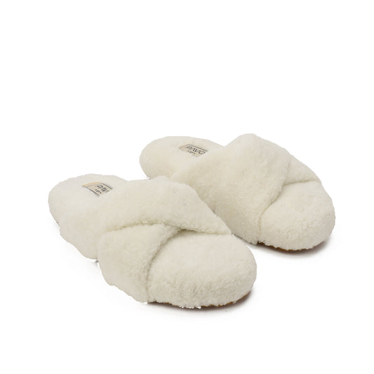 Slipper Fur Cross Off White