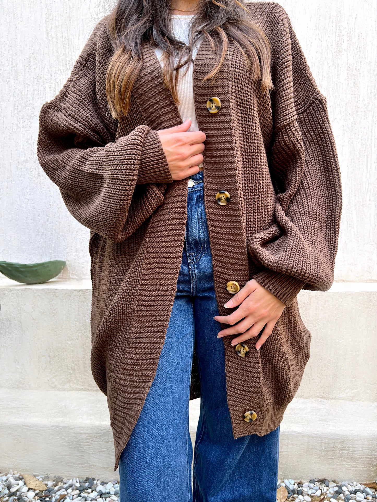 Brown oversized long Cardigan