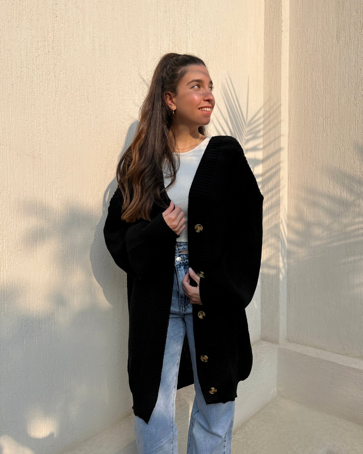 Black oversized long Cardigan