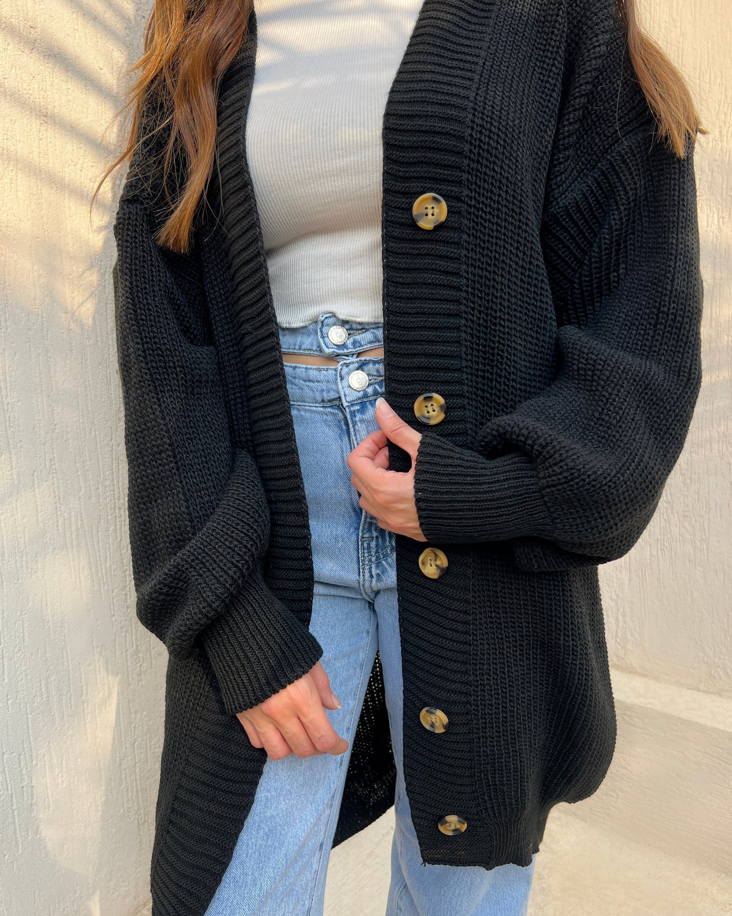 Black oversized long Cardigan