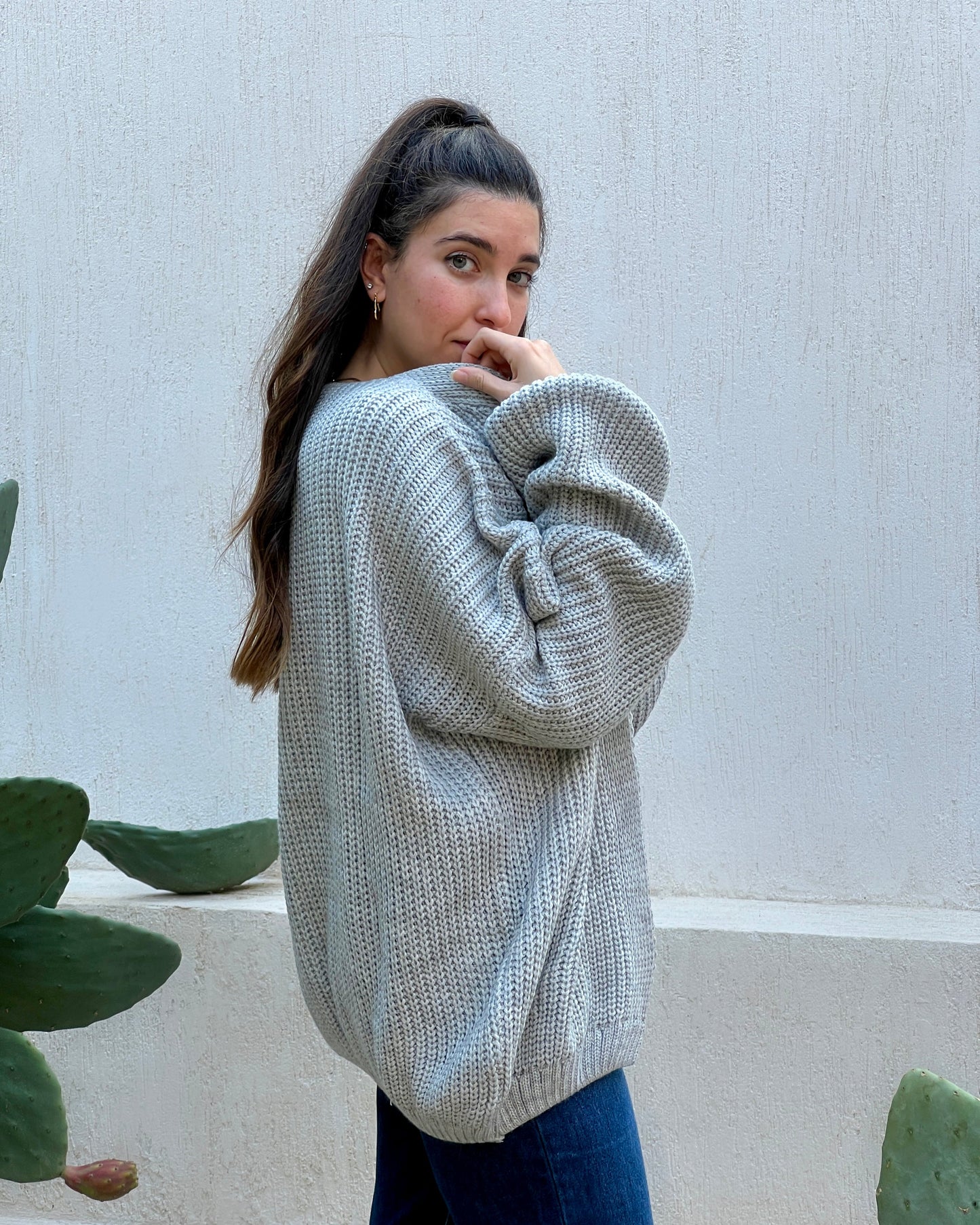 Grey oversized Cardigan