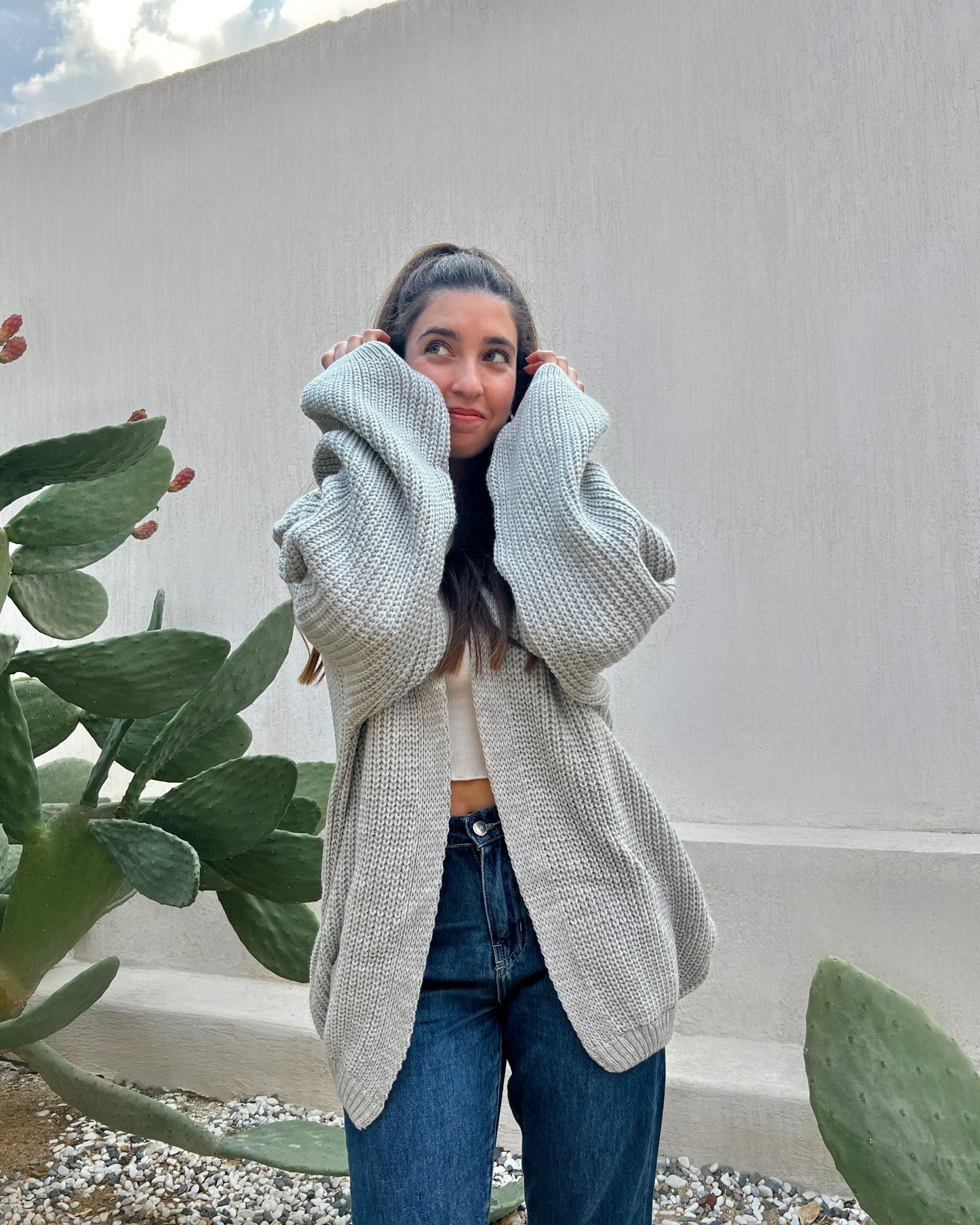 Grey oversized Cardigan