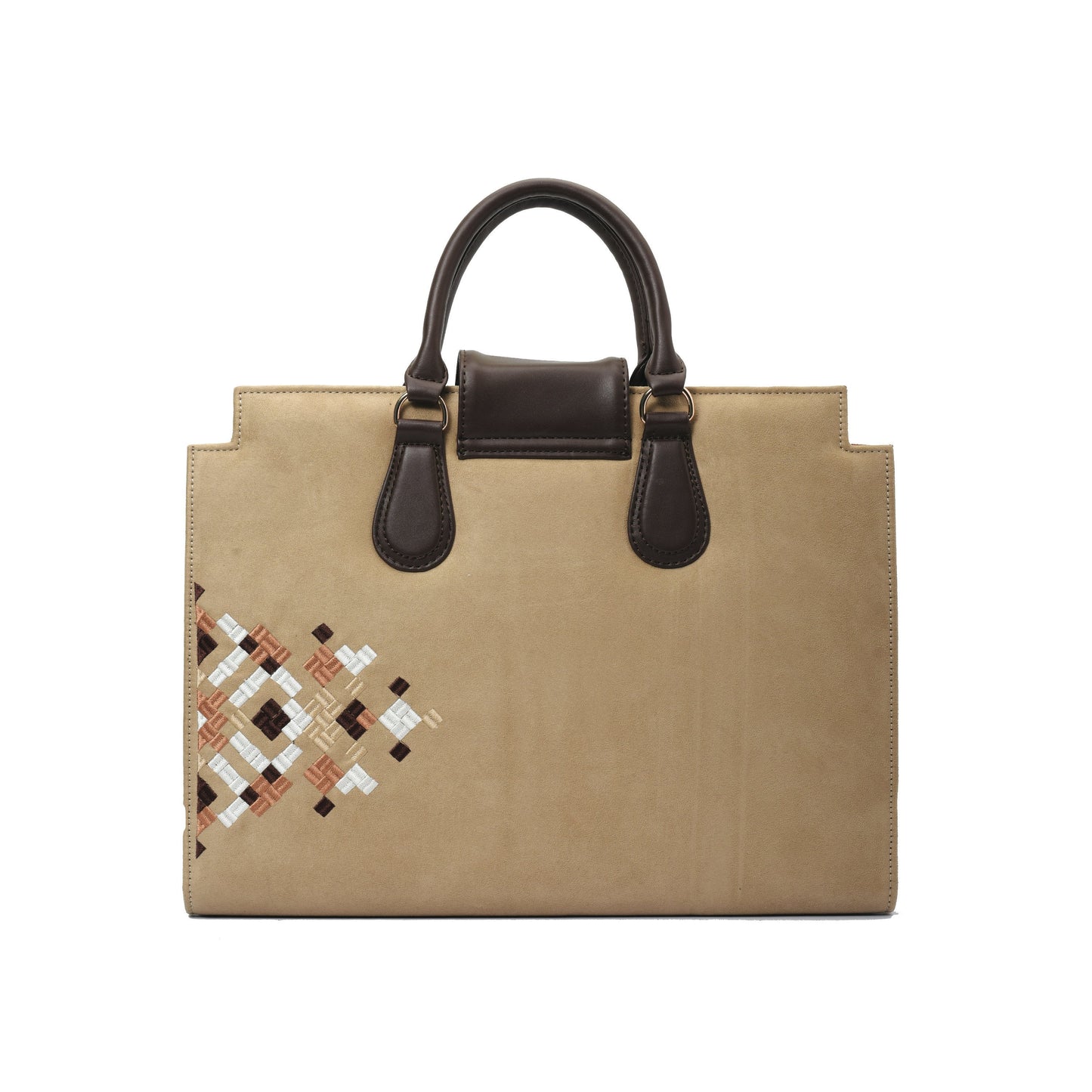 Beige Laptop File Bag with embroideries - Code 2202