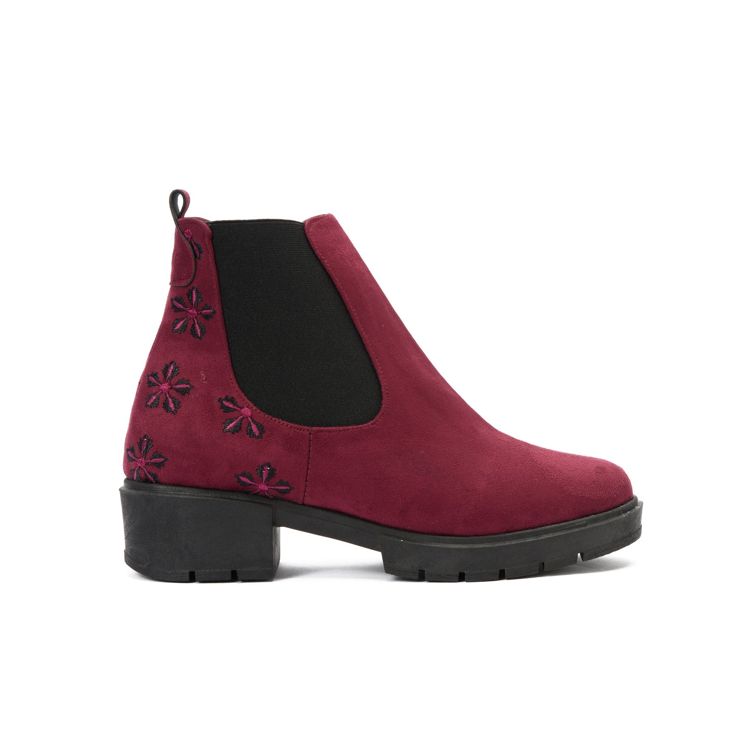 Burgundy Suede Flake Boots