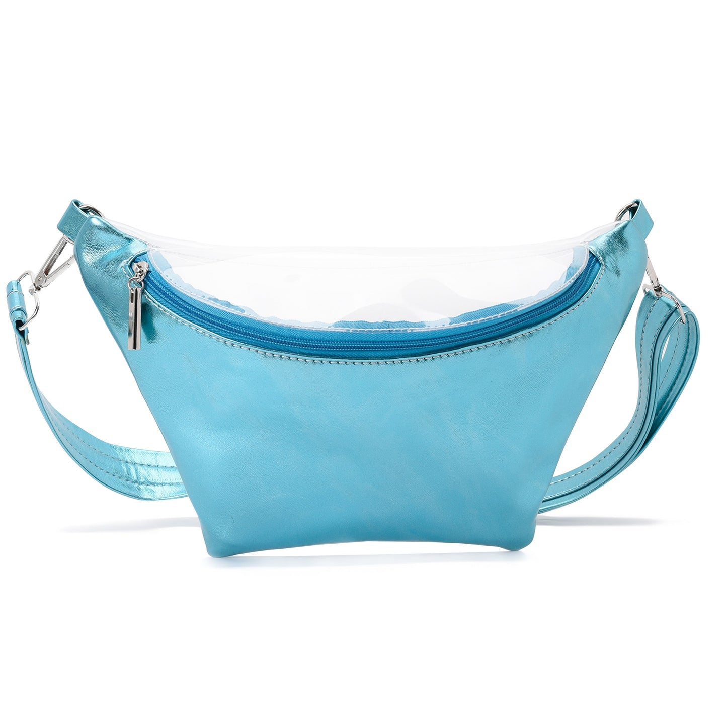 Fanny Beach bag with Metallic Baby Blue Material-3006